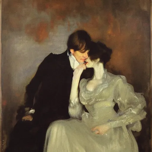 Image similar to the picture of dorian gray in the style of john singer sargent, james mcneill whistler, oil on canvas