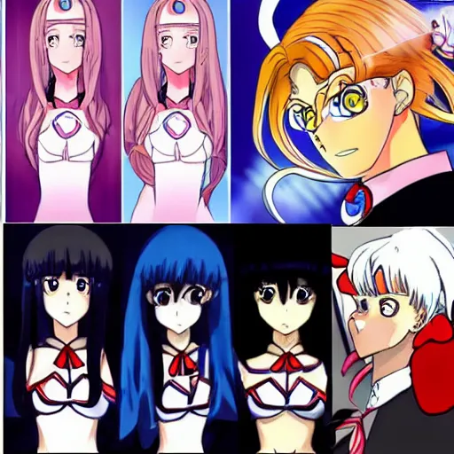 Image similar to Jeff Bezos anime girl transformation sequence, style of sailor moon