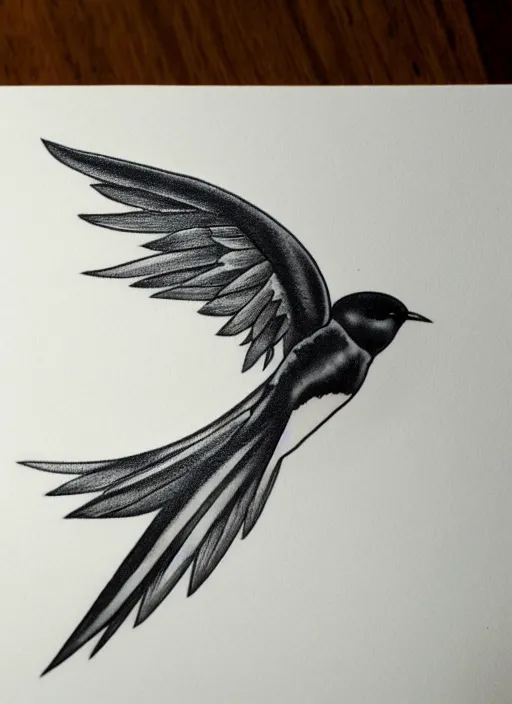 Image similar to sailor tattoo of a swallow on white paper