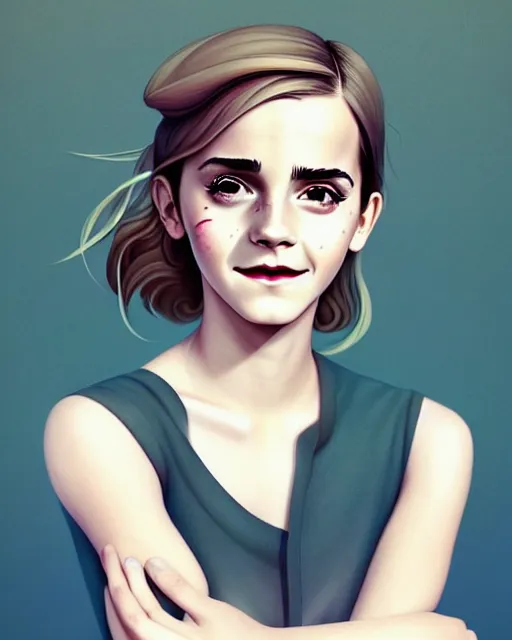Image similar to beautiful full body Emma Watson smiling illustration by lois van baarle and loish and ross tran and rossdraws and sam yang and samdoesarts and artgerm and Cecil Beaton, Lee Miller, Irving Penn, David Bailey, digital art, highly detailed, intricate, sharp focus, Trending on Artstation HQ, deviantart, octane render, cgsociety