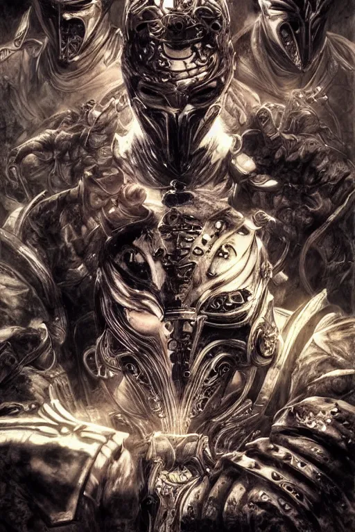 Prompt: portrait of mortal kombat ninjas, intricate line drawings, by Yoshitaka Amano, Ruan Jia, Kentaro Miura, Artgerm