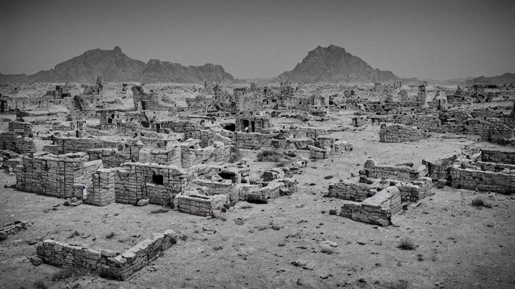 Image similar to surreal ancient alien ruins in the desert, photography by zhang kechun