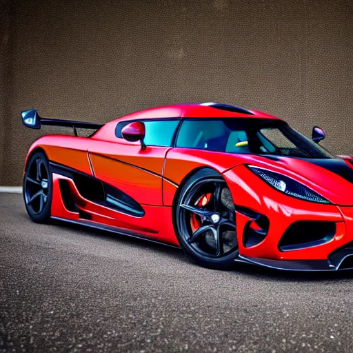 Image similar to koenigsegg agera rs, hypercar, highly detailed, 8k, sharp focus, depth of field, finely detailed car, high contrast, close up shot,