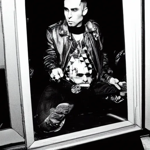 Prompt: punk rock, travis bickle has a mohawk, on a checkered floor, by francis bacon