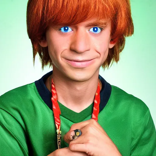 Image similar to a hyper realistic award winning yearbook photo of shaggy from scooby - doo