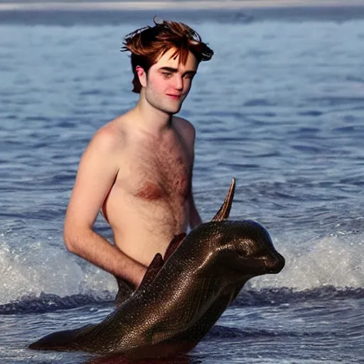 Prompt: robert pattinson as a mermaid