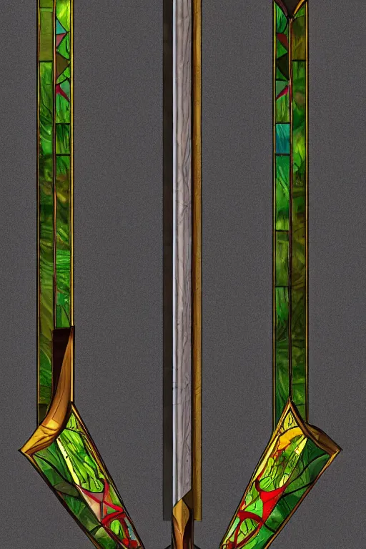 Prompt: greatsword, blade made of stained glass, centered, entire blade shown, digital painting, octane render, HD,