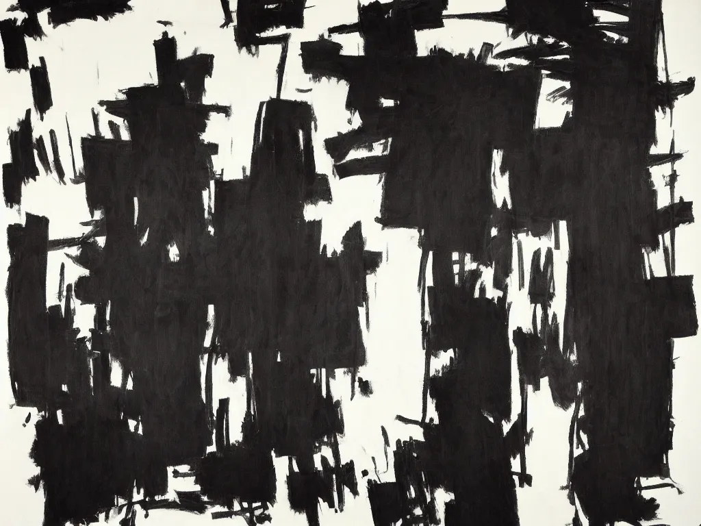 Prompt: a painting from Pierre Soulages, ink