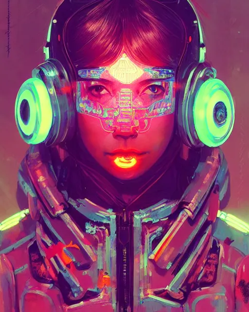 Image similar to detailed portrait Neon spacesuit Girl, cyberpunk futuristic neon, reflective, decorated with traditional Japanese ornaments by Ismail inceoglu dragan bibin hans thoma greg rutkowski Alexandros Pyromallis Nekro Rene Maritte Illustrated, Perfect face, fine details, realistic shaded, fine-face, pretty face