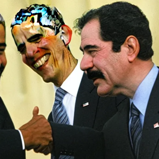 Image similar to obama shaking hands with saddam, getty images