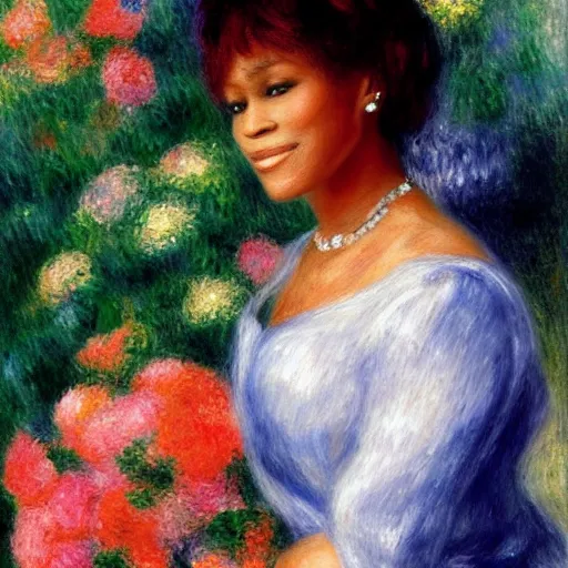 Prompt: Whitney Houston in the style of Little Irene by Renoir. Detailed. Beautiful. —ar 9:16 —n 4 —s 10