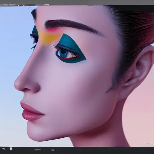 Image similar to smooth gradient background; painting of a face by Kandinsky, Artgerm, Anton Pieck with smooth gradients; 3d unreal engine, 4k 3d render,