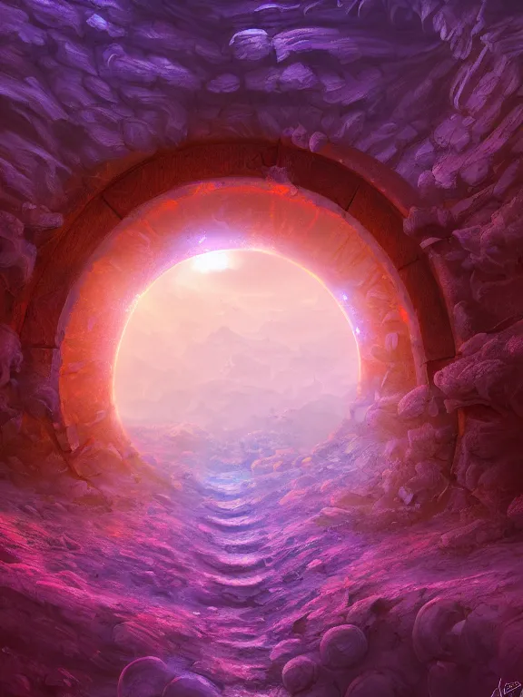 Prompt: A beautiful digital illustration painting of a recursive floral portal in ancient desert on harsh exoplanet Gliese 531c, 8k resolution deviantart, trending on Artstation, concept art digital illustration, HDR