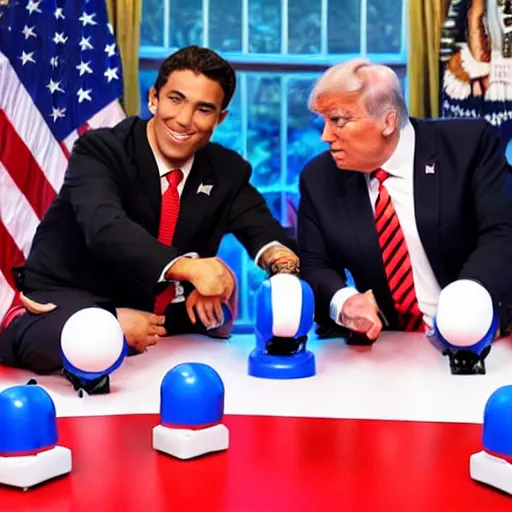 Prompt: rock'em sock'em robots with biden and trump