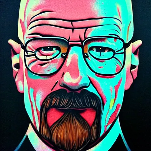 Image similar to a graffiti style piture of walter white.