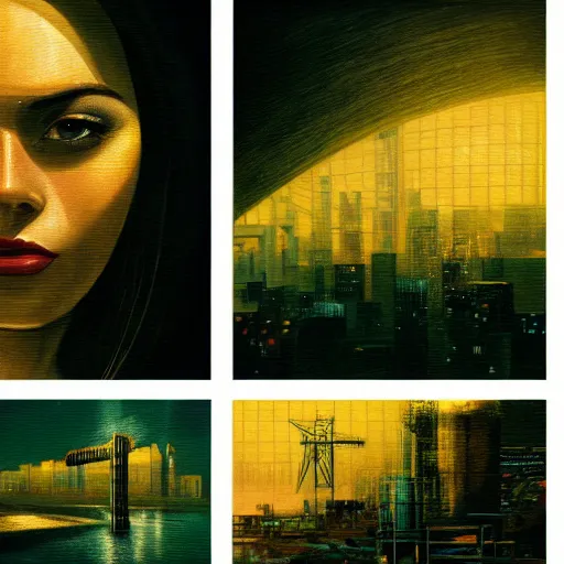 Image similar to detailed face of a woman, clockwork, moment, tectonic sky, skydome, bullet train, turbines, utopian, tech noir, wet reflections, prism, atmospheric, ambient, pj crook, syd mead, livia prima, artgerm, greg rutkowski, nick alm, casey baugh