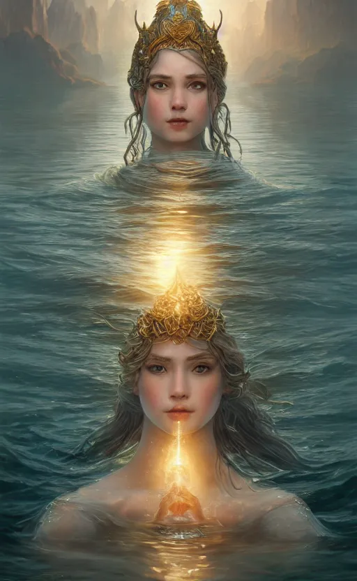 Image similar to the goddess of the lake, highly detailed, d & d, water everwhere fantasy, highly detailed, digital painting, trending on artstation, concept art, sharp focus, global illumination, ray tracing, illustration, art by artgerm and greg rutkowski and fuji choko and viktoria gavrilenko and hoang lap