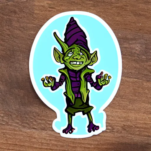 Image similar to cute d & d goblin wizard character sticker