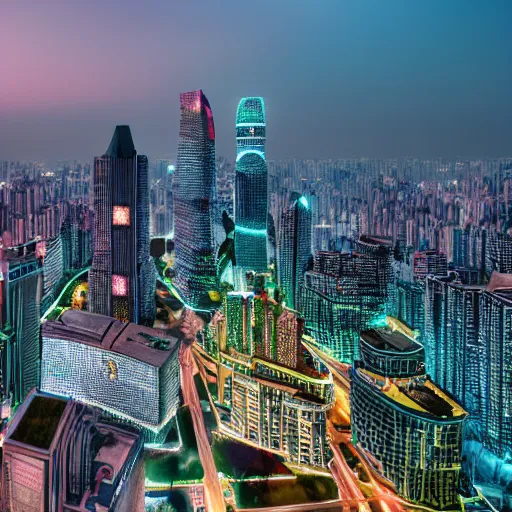 Image similar to future Chinese city ,sharp focus , wideshot