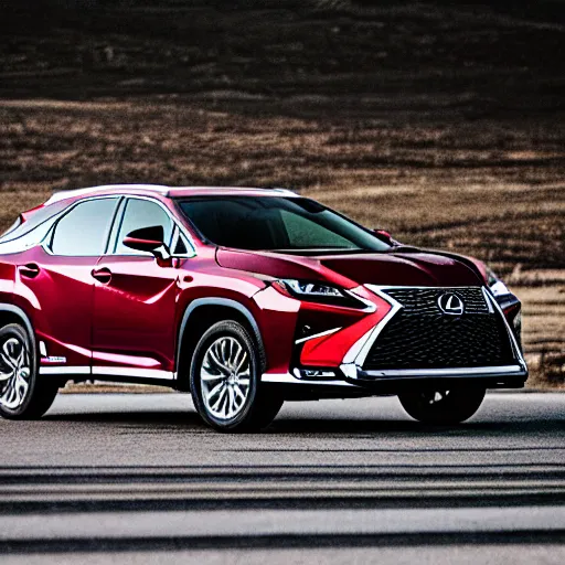 Prompt: red lexus rx 3 0 0 ride on arctic road : : photography, filmic, cinematic, dramatic, photoshoot, portrait, paparazzi photography, film grain, 7 5 mm