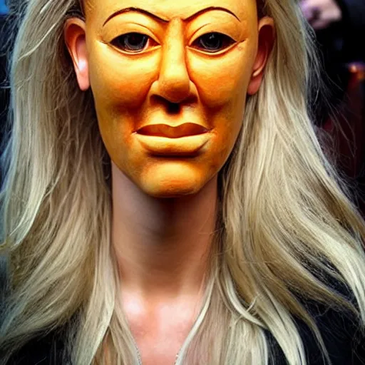 Image similar to gourd carved to look like the face of amber heard