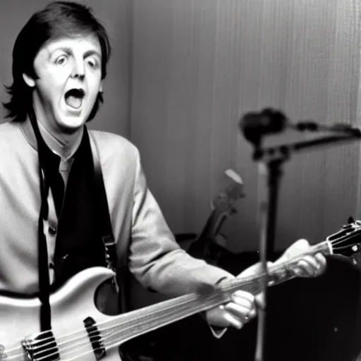 Prompt: paul mccartney singing hey jude in the studio