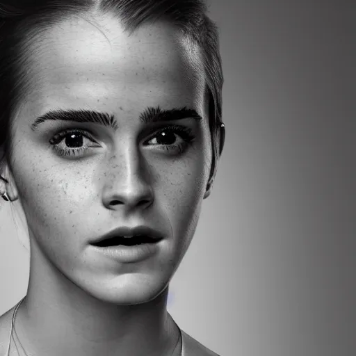 Image similar to A photograph of Emma Watson as a man. Gender switched. Studio lighting