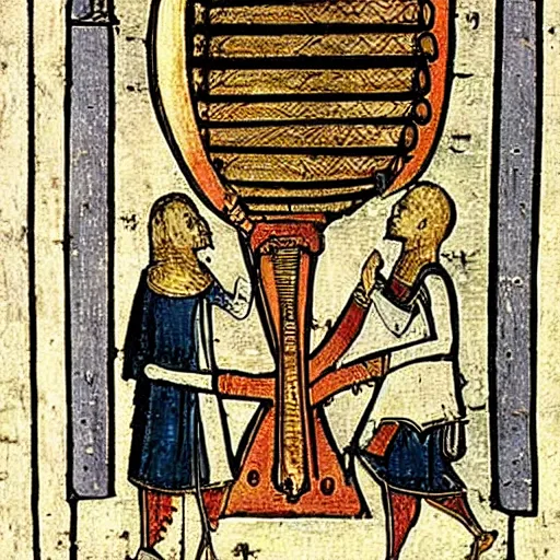 Image similar to medieval illustration of the biggest musical instrument