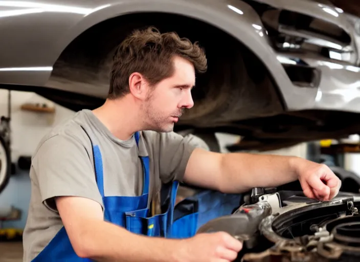 Image similar to film still of a hamster working as a mechanic in an auto shop, 8 k