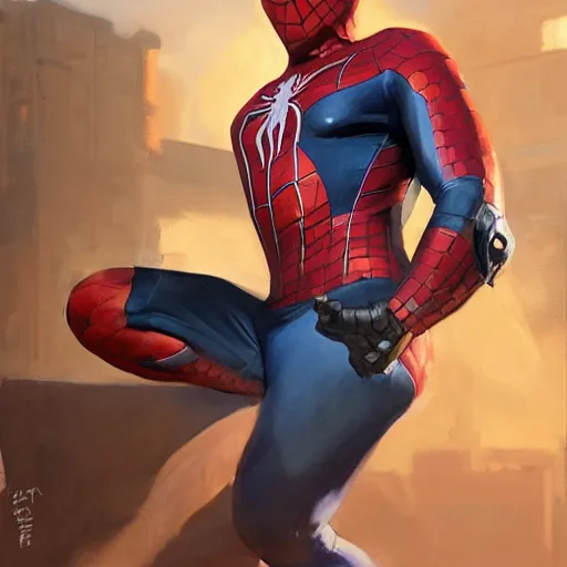 Prompt: greg manchess portrait painting of partially armored iron spiderman as overwatch character, medium shot, asymmetrical, profile picture, organic painting, sunny day, matte painting, bold shapes, hard edges, street art, trending on artstation, by huang guangjian, gil elvgren, ruan jia, greg rutkowski, gaston bussiere