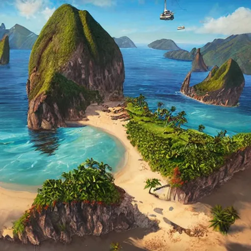 Prompt: uncharted 4 island, painting