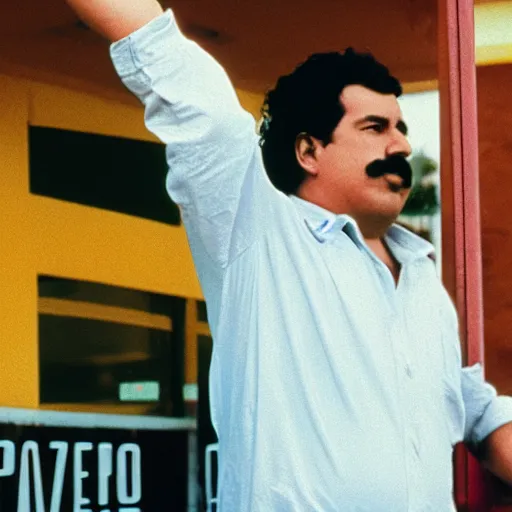 Prompt: pablo escobar as a metaverse drug dealer. cinestill - w 7 6 8