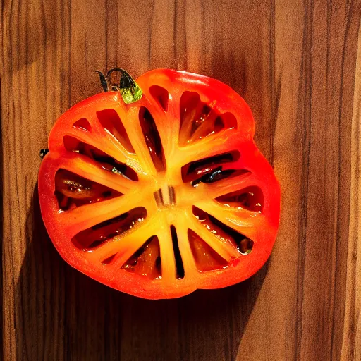 Prompt: photo of [ [ grilled ] ] [ tomato ] taken with canon eos - 1 d x mark iii, bokeh, sunlight, studio 4 k