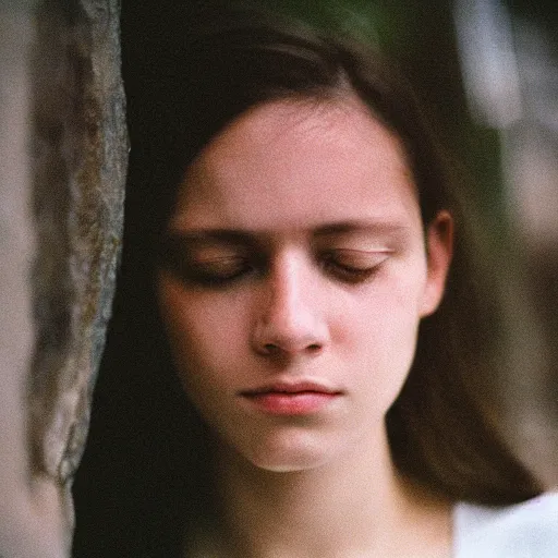 Image similar to Woman. Portrait. Medium close up. Facial detail. CineStill