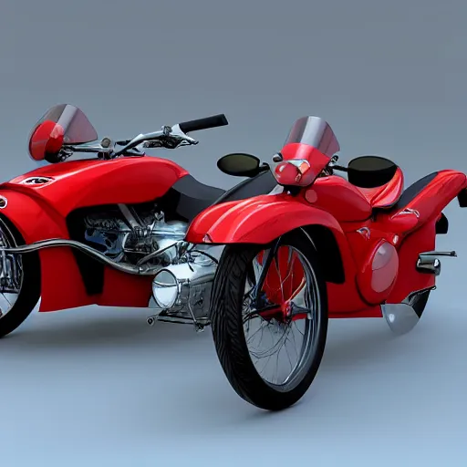 Prompt: sidecar from the motorcycle dnepr mt 1 1,, 3 d render,