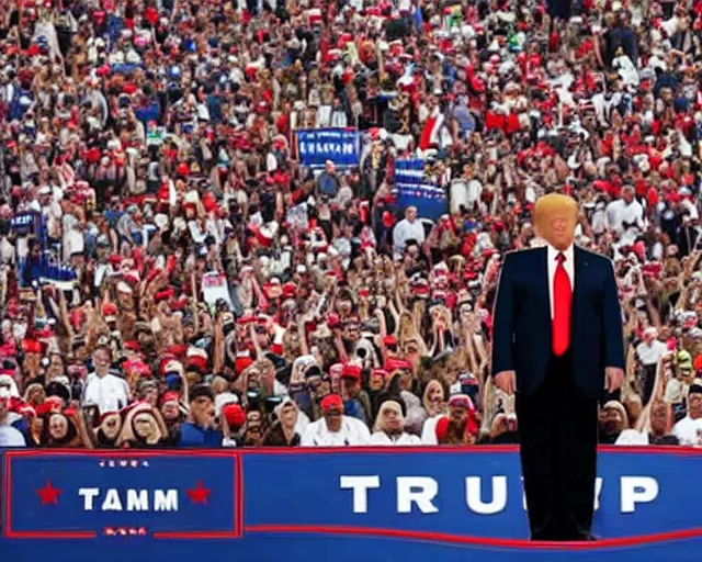 Image similar to Donald Trump with 10,100 adoring Supporters .