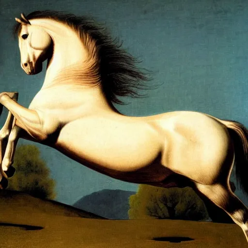 Image similar to a dancing wild stallion, by george-stubbs