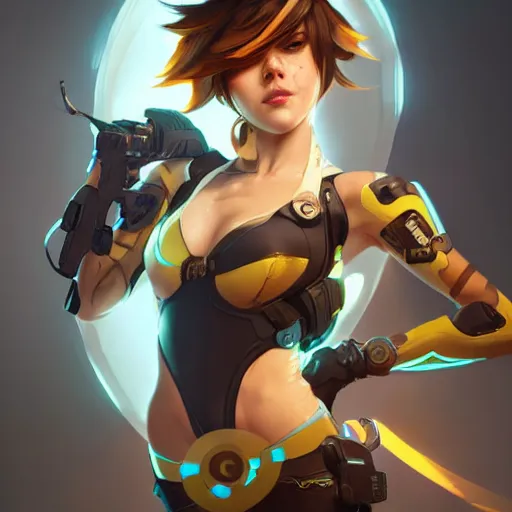 ultra realistic illustration of tracer overwatch