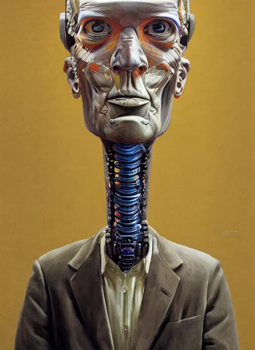 Image similar to portrait of a robot that looks like Werner Herzog, detailed, coherent, painted by Edward Hopper, Wayne Barlowe, James Gilleard, airbrush, art by James Jean