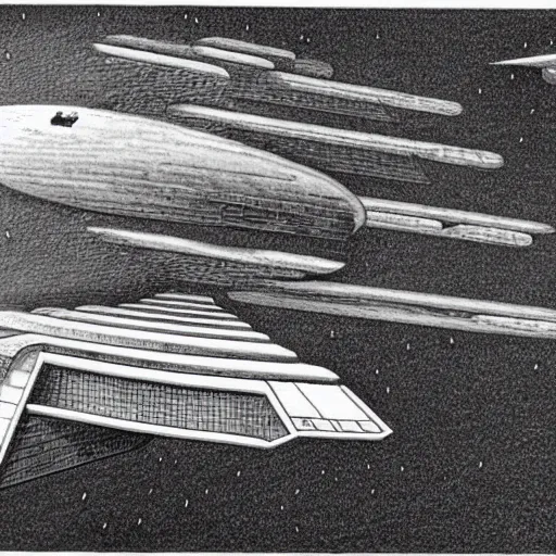 Prompt: the enterprise by m. c. escher