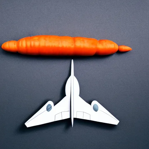 Prompt: an airplane in the shape of a carrot, studio lighting, concept