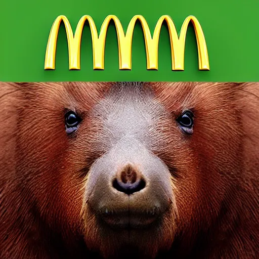 Image similar to mcdonald's logo but with capybara