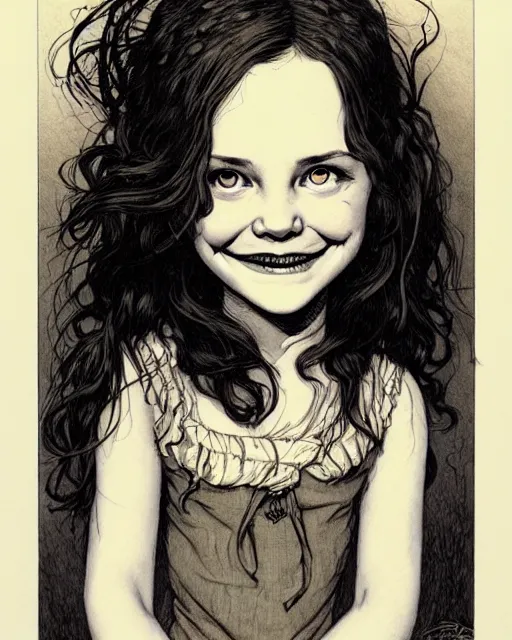 Prompt: cute smiling girl portrait by by Aaron Horkey, Abigail Larson, Adam Paquette, Adam Varga, Adolph Menzel