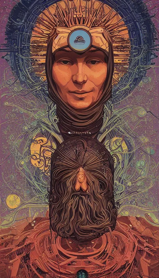 Image similar to The oracle of ancient wisdom, italian futurism, da vinci, Dan Mumford, Josan Gonzalez