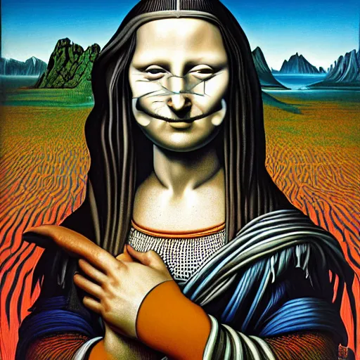 Image similar to monalisa by jacek yerka, alex gray, zdzisław beksiński, dariusz zawadzki, jeffrey smith and h.r. giger, oil on canvas, 8k highly professionally detailed, trending on artstation