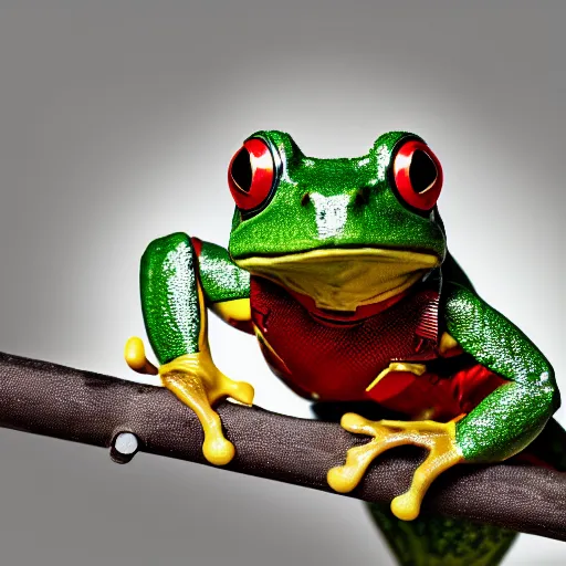 Image similar to frog with iron man armour 4 k photography