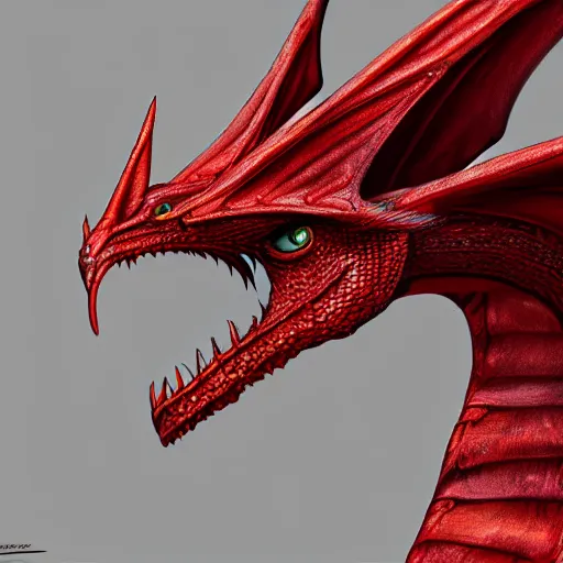 Prompt: An ultra detailed winged red dragon, 4k, photorealistic, digital art, real life