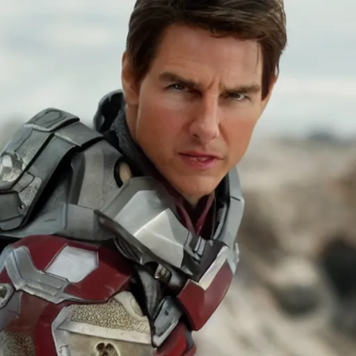 Image similar to Film still of Tom Cruise as Tony Stark, avengers, Iron man, 4k