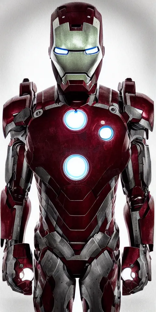 Image similar to ironman armor, fantasy art, portrait : : 2 ironman : : red, gray, black, white : : 8 k