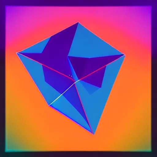 Prompt: low poly'' wizard of analog synthesizer'' cover art, technicolor, orthographic